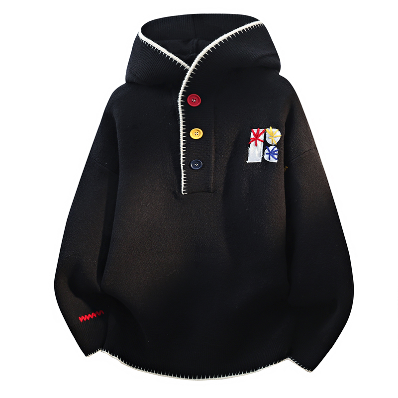 2025年新款刺绣半纽扣针织衫