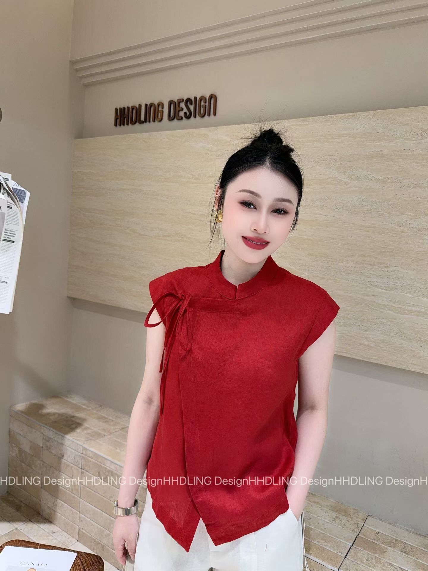 2026夏季新款韩版时尚百搭显瘦女潮新中式国风立领无袖上衣女潮