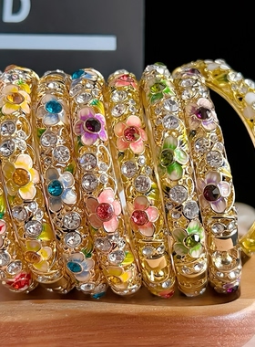 北京景泰蓝手镯开口合金珐琅彩镯子小花旗袍手饰故宫旅游女生礼物