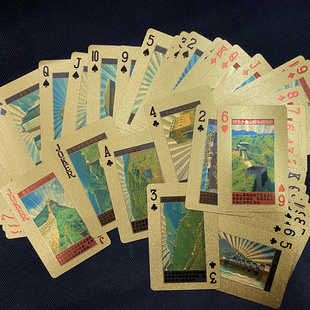 北京风景扑克牌收藏金箔扑克PVC土豪金扑克防水黄金卡铂旅游礼物