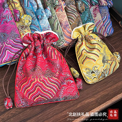 加厚锦缎束口首饰袋手镯盘玩布袋