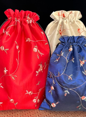 大号刺绣锦囊珠宝首饰袋束口小布袋子文玩手串衣服收纳袋喜袋鞋袋