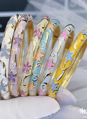 北京景泰蓝手镯女开口合金珐琅彩时尚小花镯子故宫旅游送朋友礼物