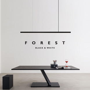 全铜黑色极简餐厅吊灯北欧现代简约设计师吧台餐桌长条灯具餐厅灯