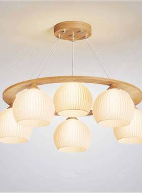 现代简约个性网红LED条纹客厅吧台书房餐厅走廊实木餐吊灯D6200B