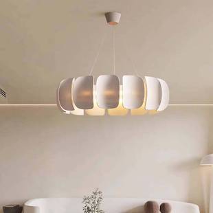 侘寂风复古客厅吊灯法式 中古风布艺高级感客厅酒店卧室餐厅子母灯