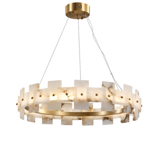 意式 创意极简餐厅卧室书房云石灯具 后现代轻奢客厅全铜吊灯新中式