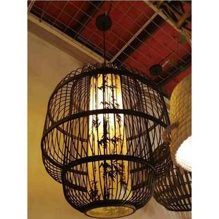 竹藤吊灯新中式 饰竹艺吊灯禅意茶室餐厅竹吊灯 禅意茶室原木空间装