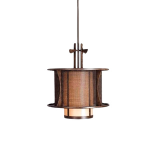 新中式 酒店前台餐厅吧台吊灯工程现代简约创意复古金属网布艺灯具