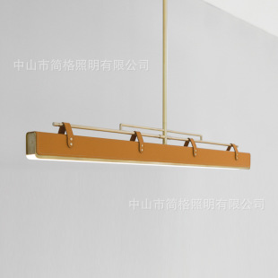 办公餐厅时尚 吊灯不锈钢皮革简约灯具设计师北欧样板间现代美式