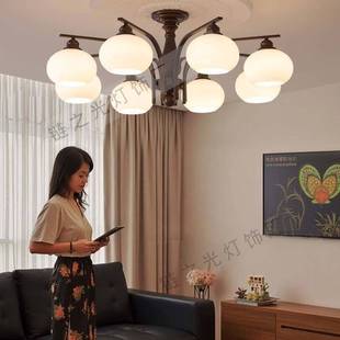 美拉德客厅吸顶灯全光谱新款 复古大厅主灯中古大气卧室餐厅灯 美式