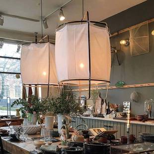 创意灯日式 餐厅吊灯侘寂风复古民宿客厅禅意茶室饭店餐桌灯布艺餐