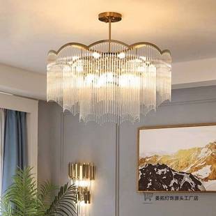 客厅吊灯轻奢主灯意式 复古卧室灯具创意流苏餐厅吊灯 水晶吊灯美式