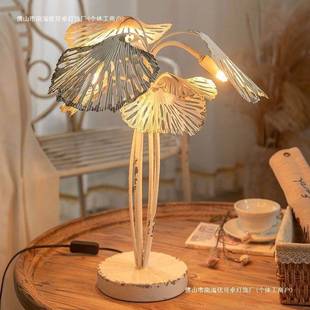 夜灯网红艺术装 饰氛围灯插电式 饰灯 铁艺台灯复古做旧装 美式