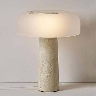 中古风洞石台灯客厅书房卧室设计师款 饰氛围台灯 创意复古床头灯装