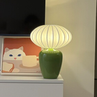 陶瓷复古台灯创意氛围灯ins风轻奢床头灯高级感卧室装 饰床头柜