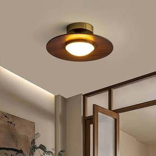 走廊灯台灯护眼过道灯新中式 古风灯具阳胡桃木色玄关吸顶灯中