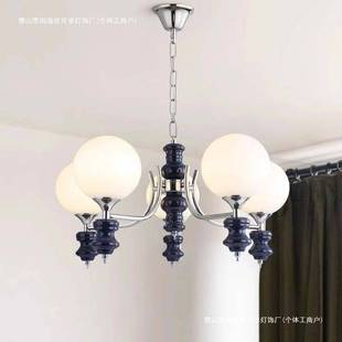 法式 魔豆复古风大气餐厅卧室书房灯 中古客厅实木吊灯法式