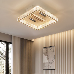 客厅无叶风扇灯轻奢水晶灯现代简约大气餐厅灯2024新款 吸顶卧室灯