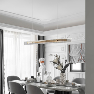 现代简约餐厅吊灯设计师家用创意个性 轻奢玻璃极简吧台长条灯