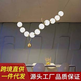 吊线灯 店时尚 设计师高级感珍珠链吊灯法式 奶油风咖啡厅办公室服装