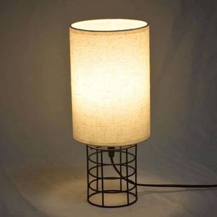 美式 饰金属黑色铁线烤漆床头布罩亚麻小台灯小夜灯 原创工艺艺术装