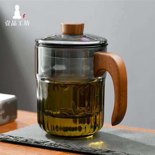 一品工坊 泡茶杯茶水分离玻璃耐高温带木把办公室男女喝水杯子家怎么看?