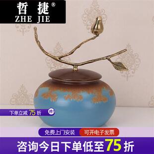 唐三彩客厅瓷器花插摆件 哲捷轻奢陶瓷花瓶中式 现代家居时尚 工艺