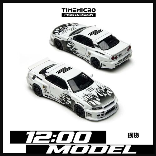 TM & PSC 1:64 Skyline 尼桑GT-R R34 齿虎合金仿真汽车模型 摆件