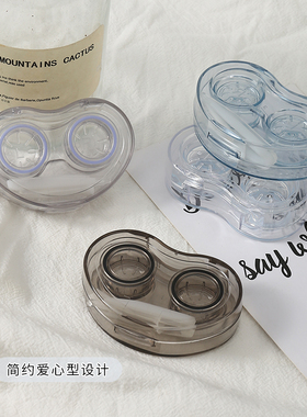 日本隐形眼镜盒美瞳盒子免拧盖透明便携收纳盒高级感轻便伴侣盒双