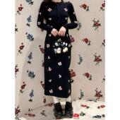 zui高品质 shushu 优雅立体花朵装 饰针织上衣修身 显瘦直筒裙子