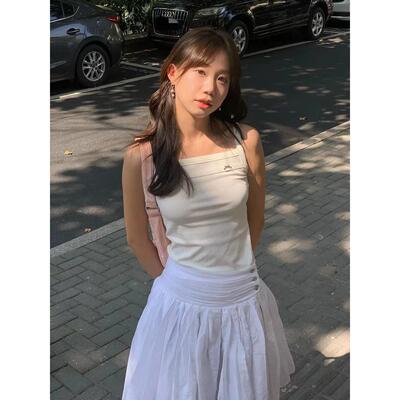 【zui高品质】marchen简约蝴蝶结设计吊带背心甜美装饰纯白半身裙