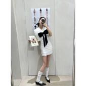 shushu超大立体蝴蝶结装 饰肌理感连衣裙甜美气质露背蕾丝礼服