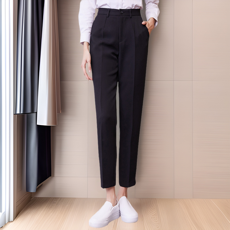 黑色职业西装裤女2025春秋新款直筒烟管长裤上班正装工作九分裤子