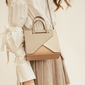 HFresh 时尚拼色牛皮手提包