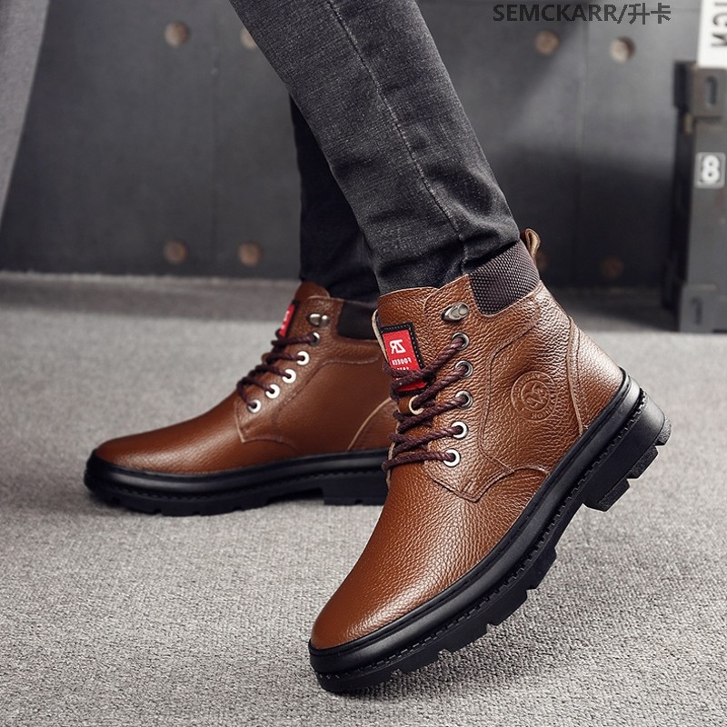 winter men's wear Leather shoes Middle-aged and young Plush keep warm Frenum The thickness of the bottom High shoes brown Cold proof Winter Shoesin the Men's Shoes, Boots  category - from Buy2taobao.com to provide professional Taobao agent buy service