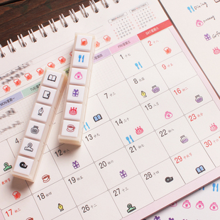 六联浸透印按钮手帐印章日本KODOMO NO KAO可爱印画Pochitto6