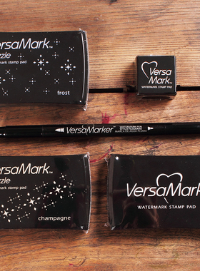 月猫浮水印迹笔印台日本Tsukineko全透明色闪粉粘性VersaMark印泥