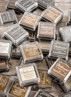 月猫Delicata金属色闪光印台日本Tsukineko手帐多纸用章迷你印泥