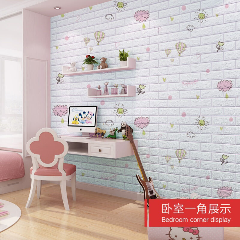 墙纸自粘3d立体墙贴卡通儿童房卧室装饰温馨防水防潮壁纸墙面翻新在类目 尿片/洗护/喂哺/推车床, 儿童房/桌椅/家具, 儿童房/婴儿房中 - 来自Buy2taobao.com提供专业的淘宝代购服务