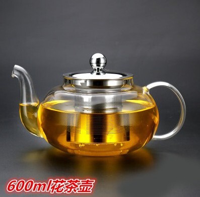 加厚耐热玻璃不锈钢花草茶壶