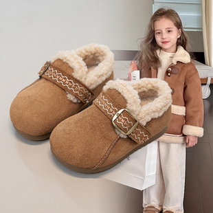 女童加绒勃肯鞋2025冬季新款儿童棉鞋宝宝鞋女孩毛毛鞋大童面包鞋