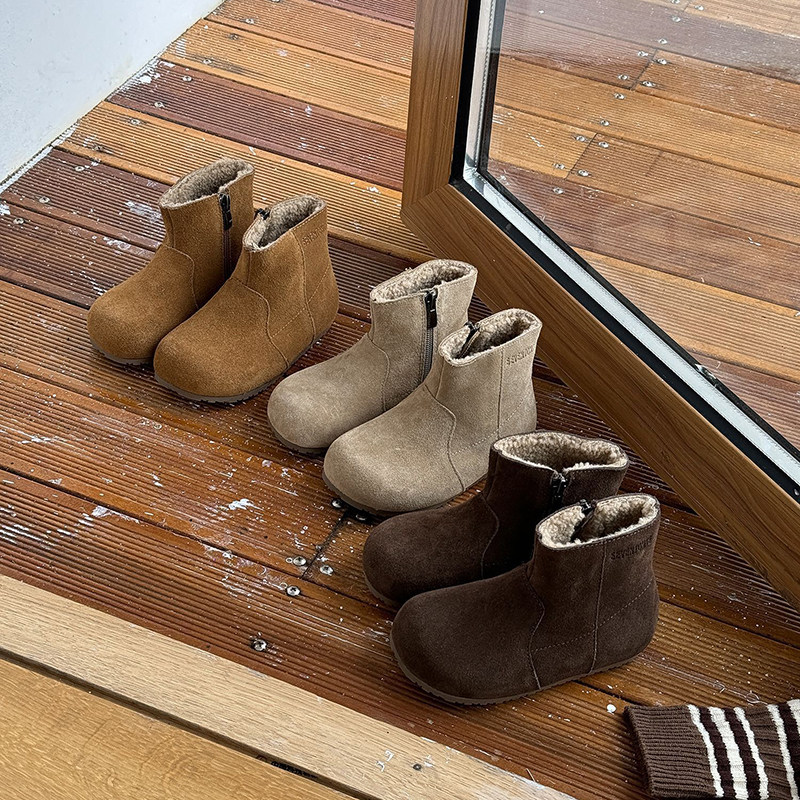 女童靴子加绒勃肯鞋2025冬季新款女孩二棉鞋宝宝棉鞋保暖雪地靴潮