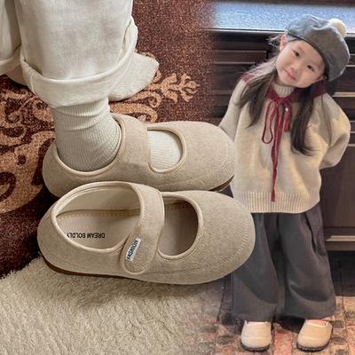 女童玛丽珍单鞋2025秋季复古儿童勃肯鞋毛呢鞋子小香风宝宝毛毛鞋