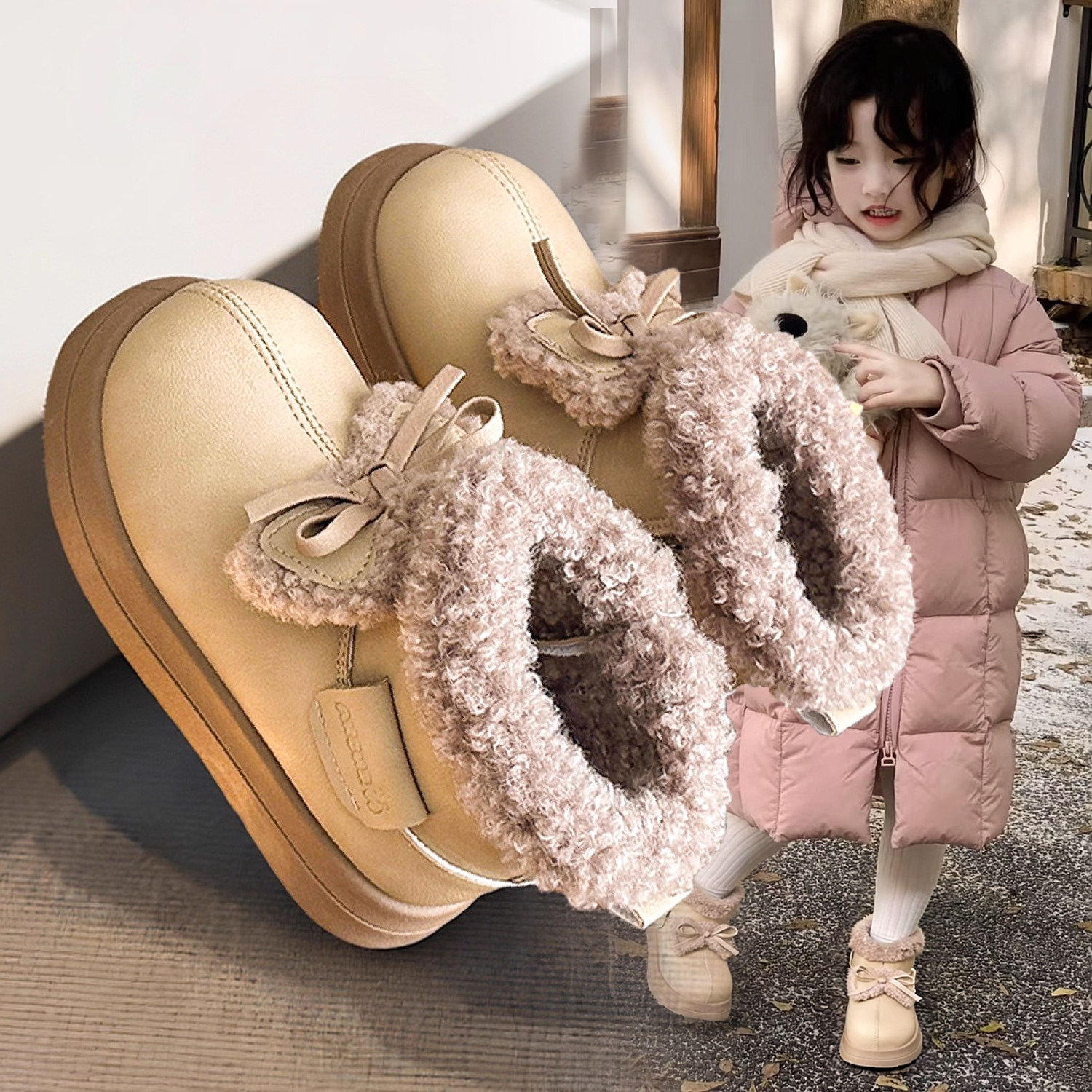 防水童鞋儿童雪地靴冬季新款女童棉鞋加绒加厚毛毛鞋皮毛一体冬鞋,童鞋/婴儿鞋/亲子鞋,雪地靴,淘宝优惠券,粉丝福利购,淘宝优惠卷