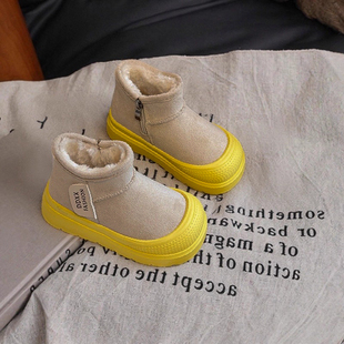 儿童雪地靴2025冬季新款女童加绒勃肯短靴男童皮毛一体冬鞋大棉鞋