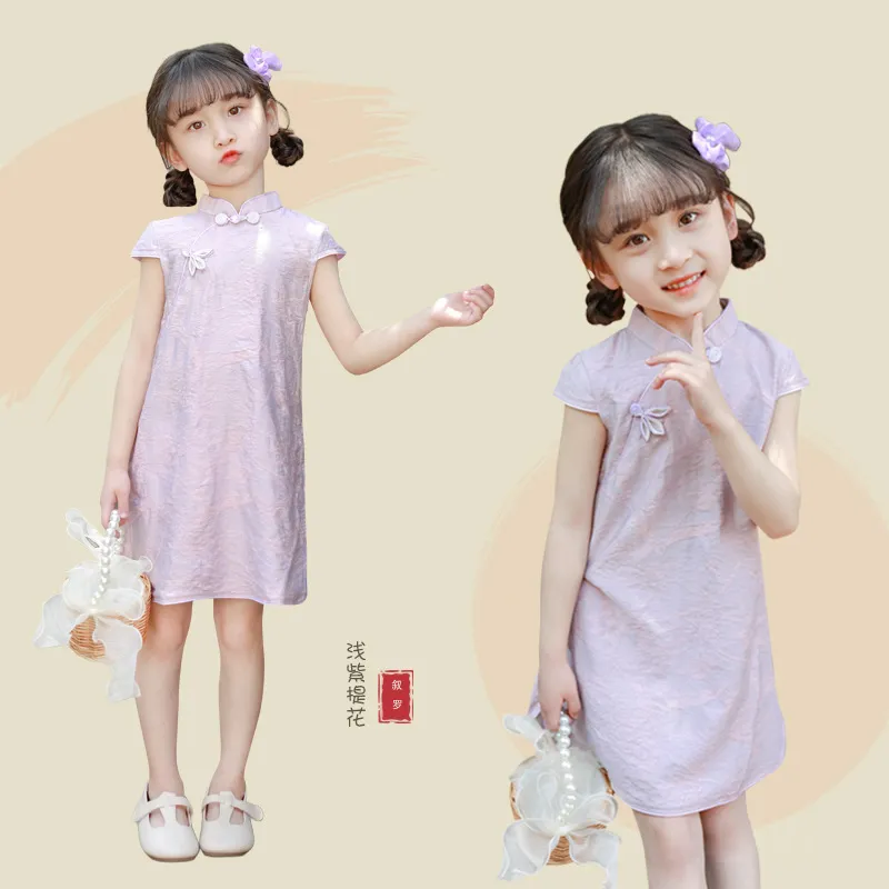 儿童旗袍2025新款夏季女童改良立领连衣裙夏天薄款古风旗袍裙