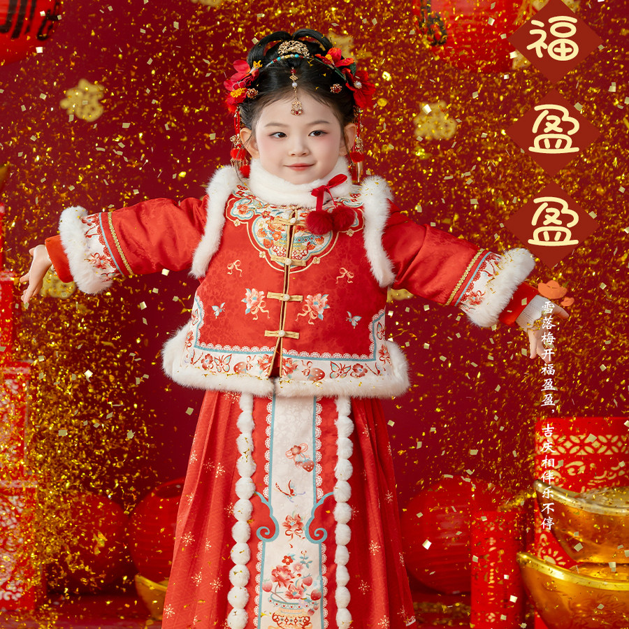 汉服女童春秋款中国风马年喜庆