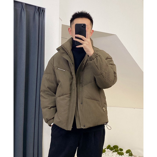 潮立领休闲羽绒服肌理感宽松加厚