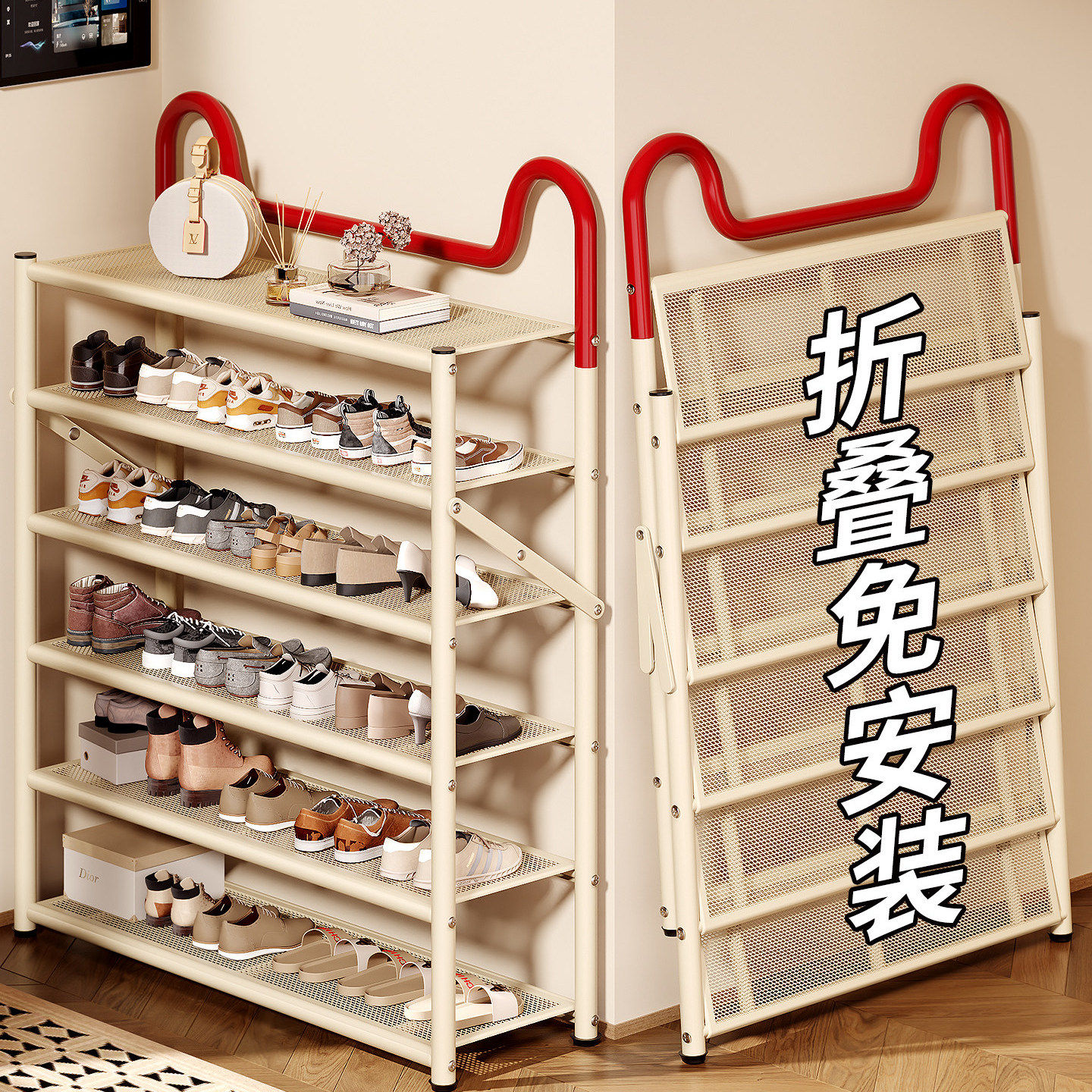 免安装鞋架多层家用门口入户鞋柜图片
